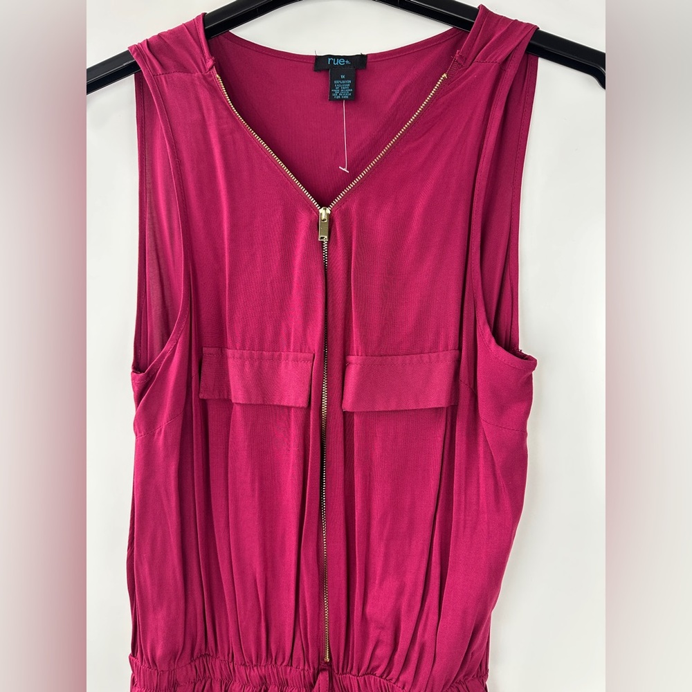 ✨2/$20 Rue21 Challis Zipped Romper Plus Size 1X Rue 21 Lightweight Pockets Zip - Picture 3 of 6